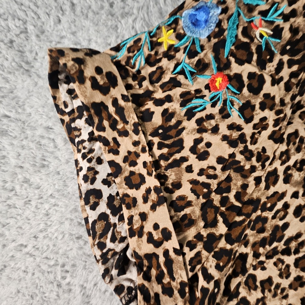 Grace & Emma High Low Tunic Top Womens‎ 2XL Cheetah Embroidere Blouse Swim Cover - Picture 5 of 14